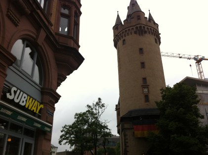 Old vs. new in Frankfurt, Germany.
