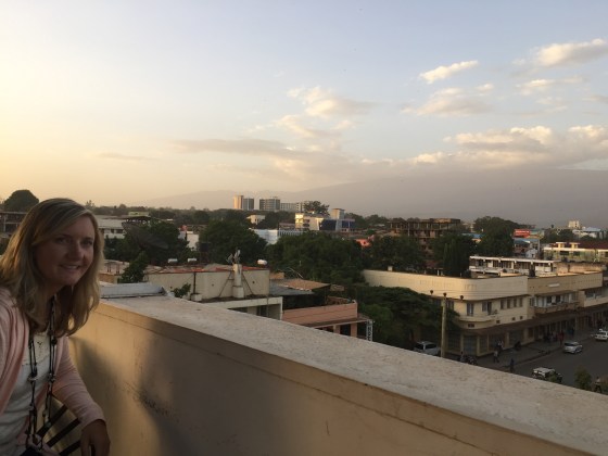 Overlooking Moshi town, Kili in the background