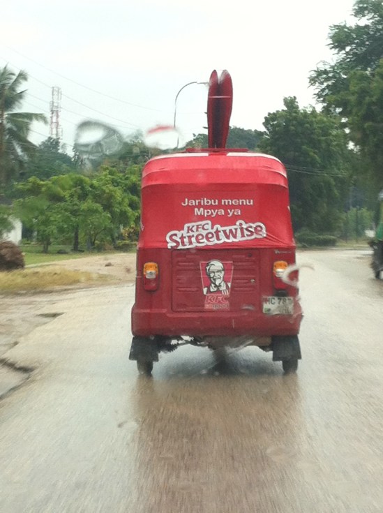 Not only are there 4 KFC's in Dar, you can get delivery via bajaj?